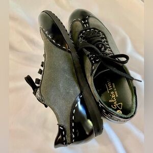Galizio Torresi Black and Grey Leather Loafers